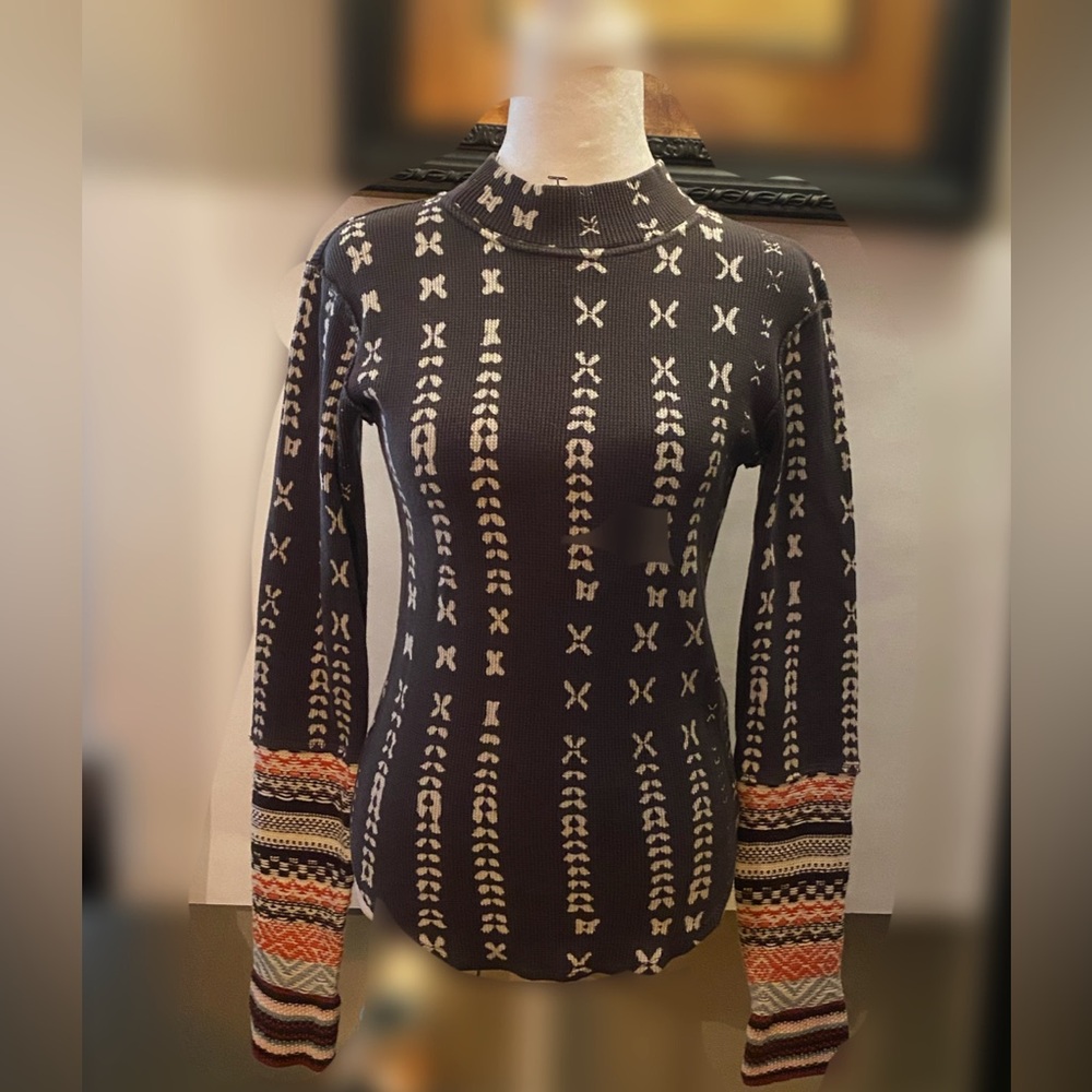 Free People Women’s  Dark gray Long SIv Mock Neck Wonderful Swit
